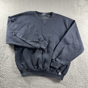 VINTAGE Russell Athletic Crewneck Sweater Mens Medium Dark‎ Gray Blue Blank